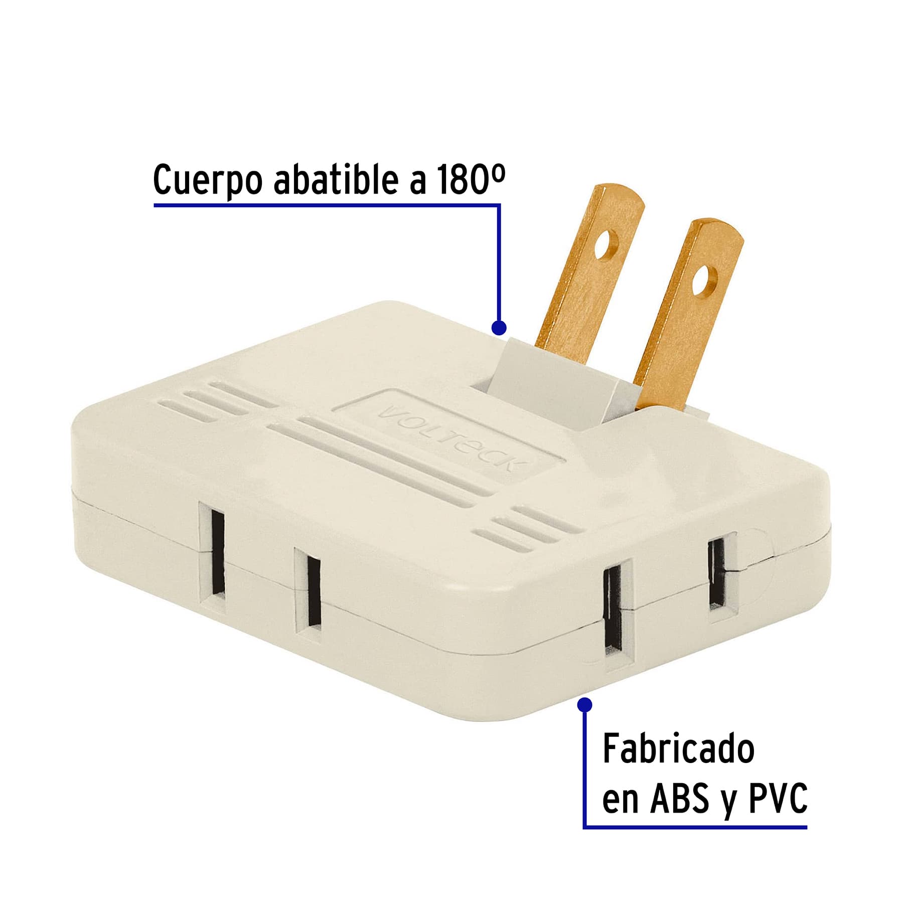Multicontacto triple tipo bisagra entradas laterales Volteck