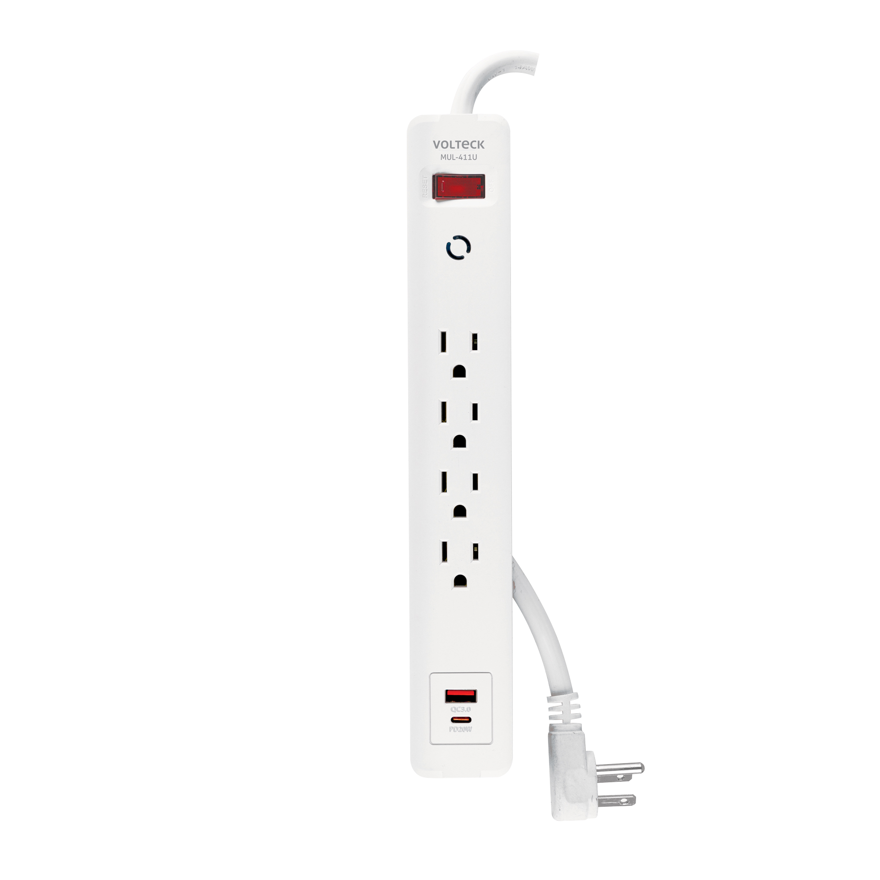 Multicontacto 4 entradas con 1 USB A + 1 USB C Blanco