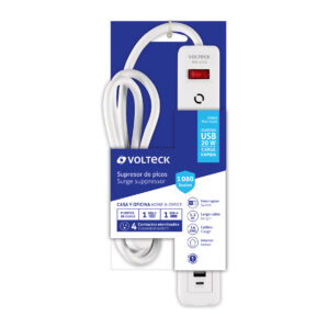 Multicontacto 4 entradas con 1 USB A + 1 USB C Blanco