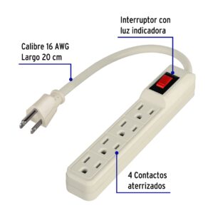 Multicontacto economico 4 entradas 16 AWG