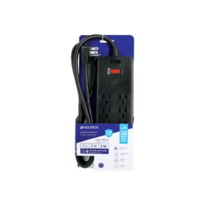 Multicontacto 6 entradas con 2 USB A + 2 USB C Negro