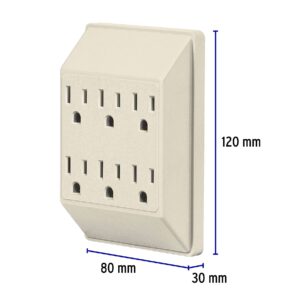 Multicontacto 6 entradas, aterrizado, cuadrado, Volteck