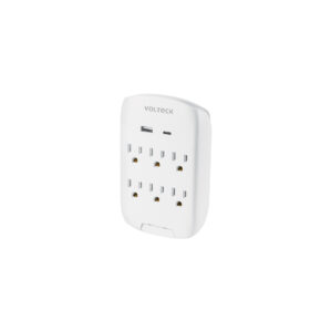 Multicontacto de pared de 6 contactos y 2 USB A+C 800 Joules