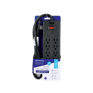 Multicontacto 8 entradas con Puertos 2 USB + 2 USB C Negro