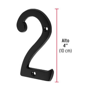 Numero chico de laton 2 negro Hermex