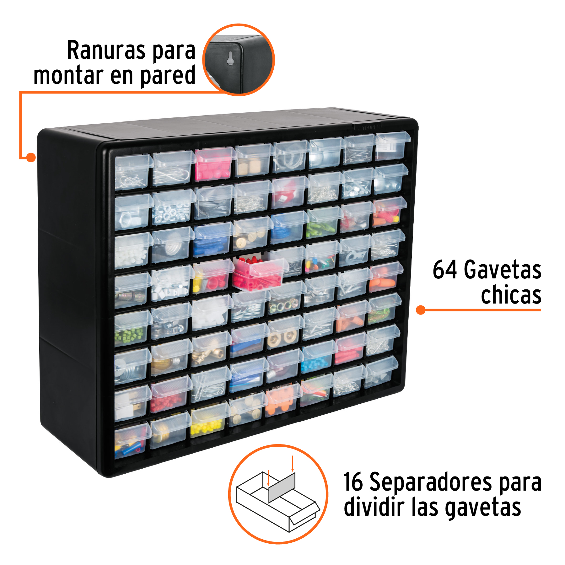 Organizador 20" con 64 gavetas compartimentos