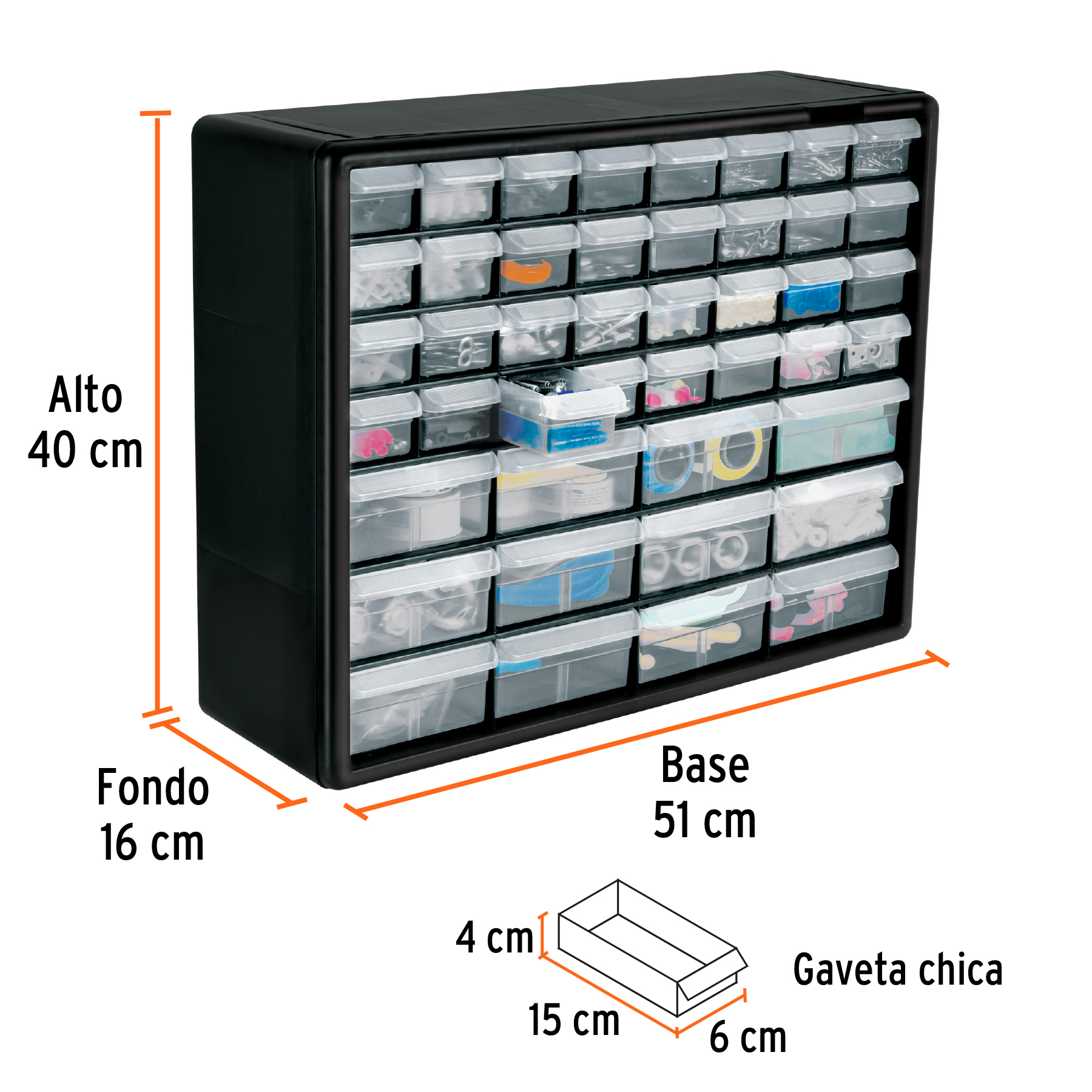 Organizador 20" con 64 gavetas compartimentos