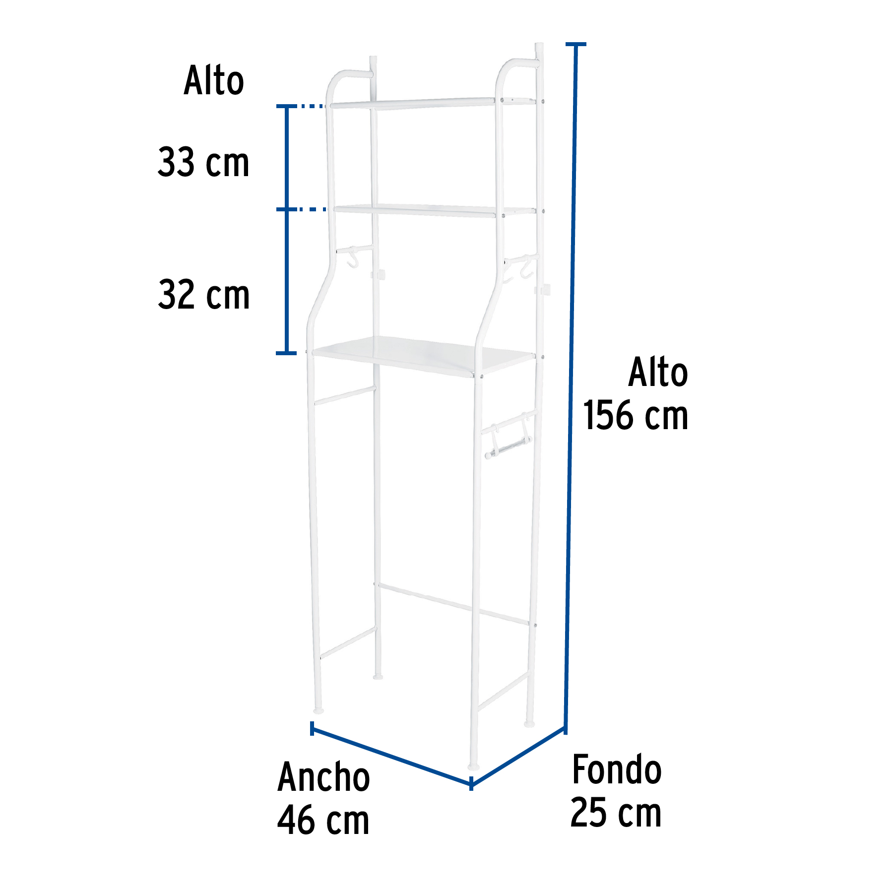 Mueble organizador blanco para baño con 3 repisas