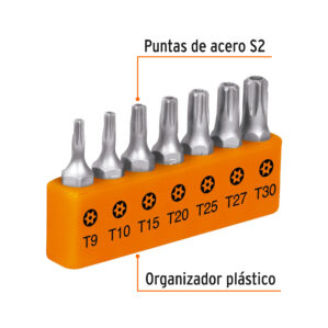 Juego de 7 puntas Torx con seguro 1