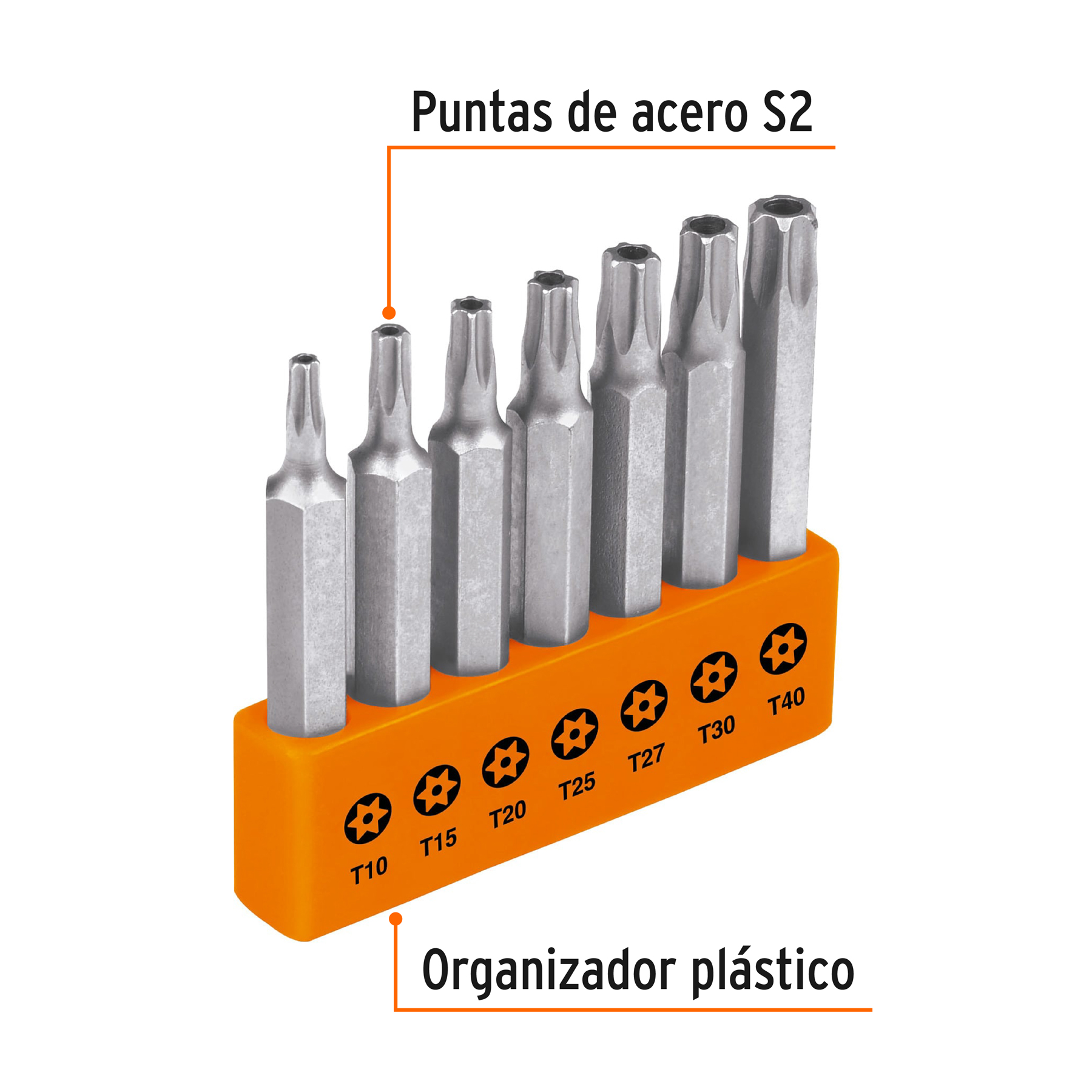 Juego de 7 puntas Torx con seguro de 2"