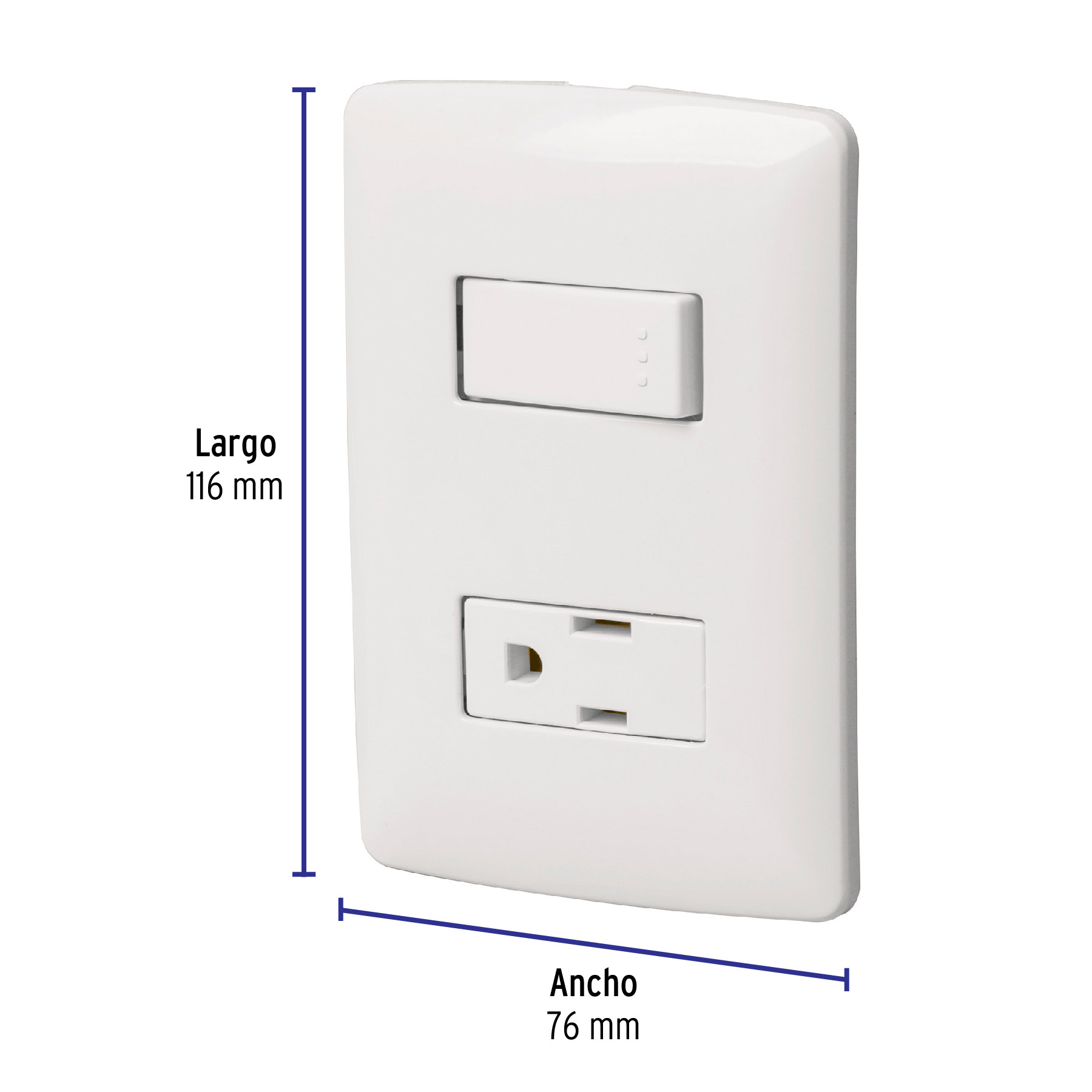 Placa Armada 1 Contacto 1 Interruptor Blanco Linea Italiana