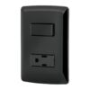 Placa Armada 1 Contacto 1 Interruptor Negro Linea Italiana