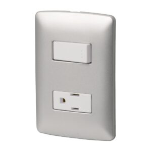 Placa Armada 1 Contacto 1 Interruptor Plata Linea Italiana