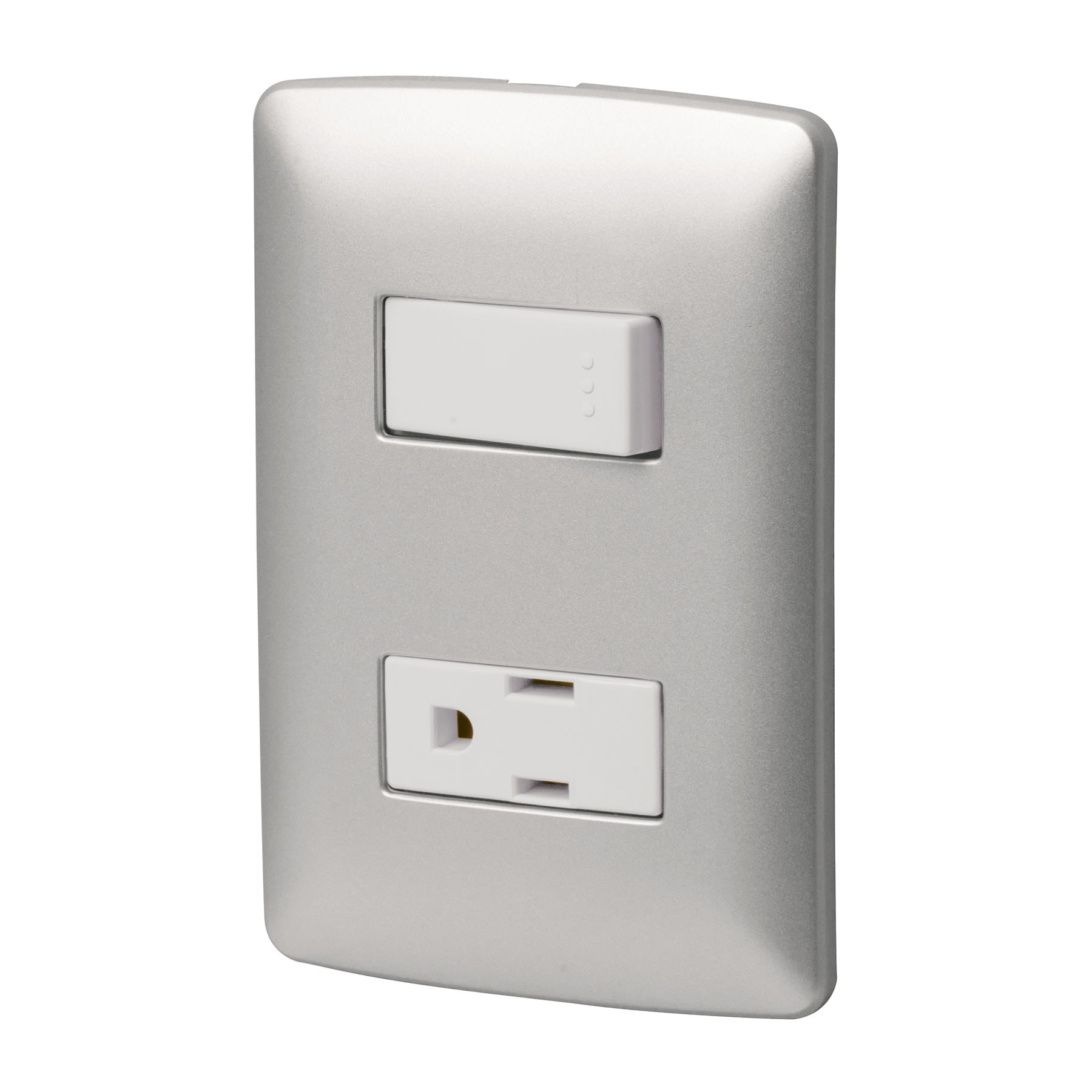 Placa Armada 1 Contacto 1 Interruptor Plata Linea Italiana