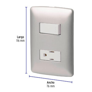 Placa Armada 1 Contacto 1 Interruptor Plata Linea Italiana