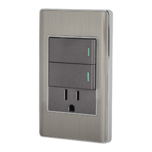 Placa Armada 2 apagadores 1 Contacto Lisboa Acero Inoxidable