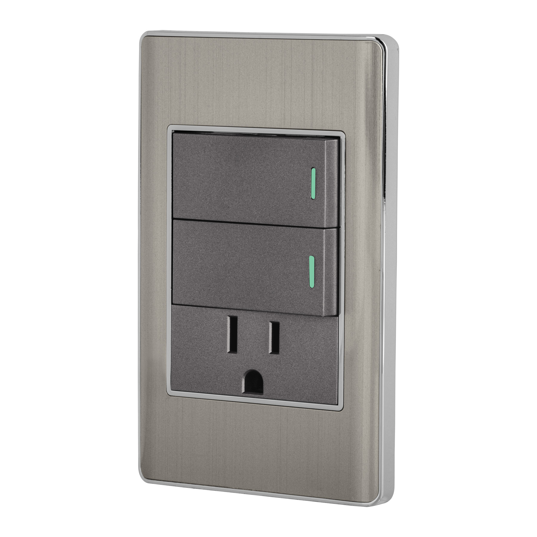 Placa Armada 2 apagadores 1 Contacto Lisboa Acero Inoxidable