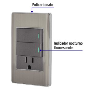 Placa Armada 2 apagadores 1 Contacto Lisboa Acero Inoxidable