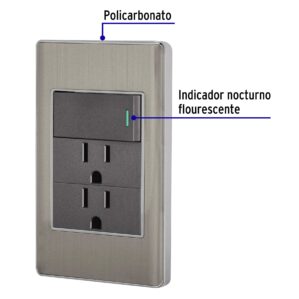 Placa Armada Apagador y Doble Contacto Acero Inoxidable Lisboa