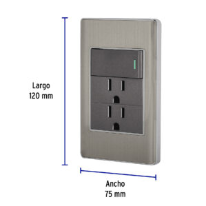 Placa Armada Apagador y Doble Contacto Acero Inoxidable Lisboa