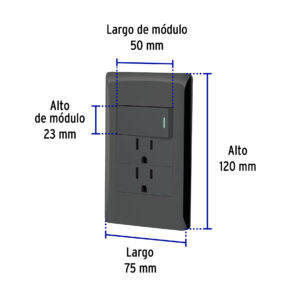 Placa Armada Apagador y Doble Contacto Lisboa Negro