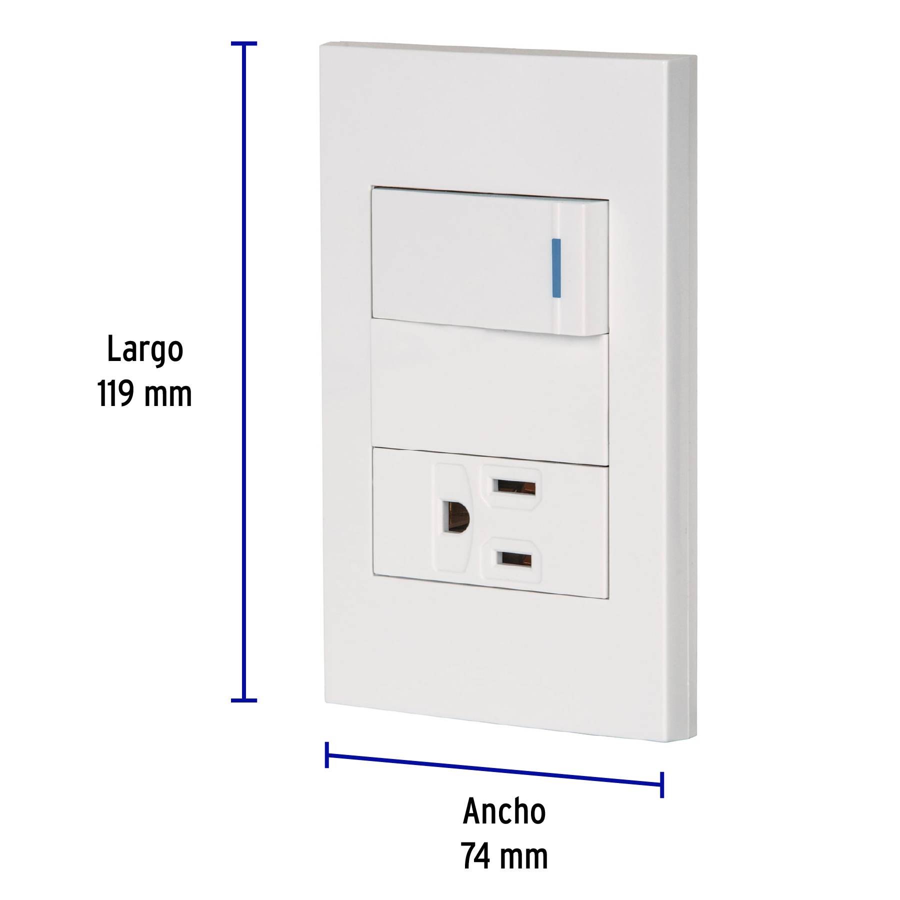 Placa Armada 1 Interruptor 1 Contacto Española Blanco