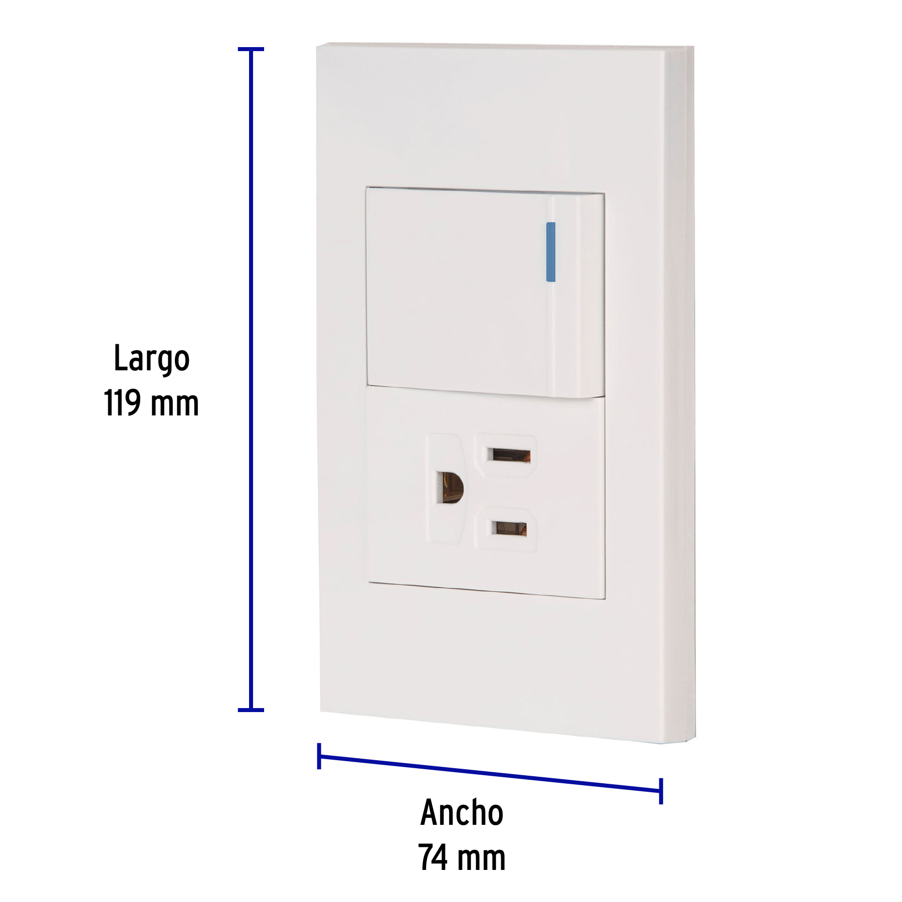 Placa armada 1 Interruptor 1 Contacto Española Blanco