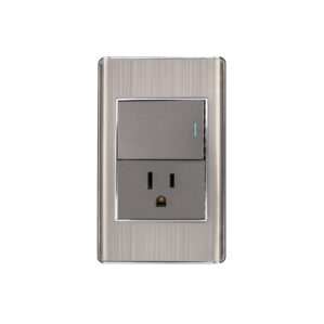 Placa Armada Apagador y Contacto Grande Lisboa Acero Inoxidable