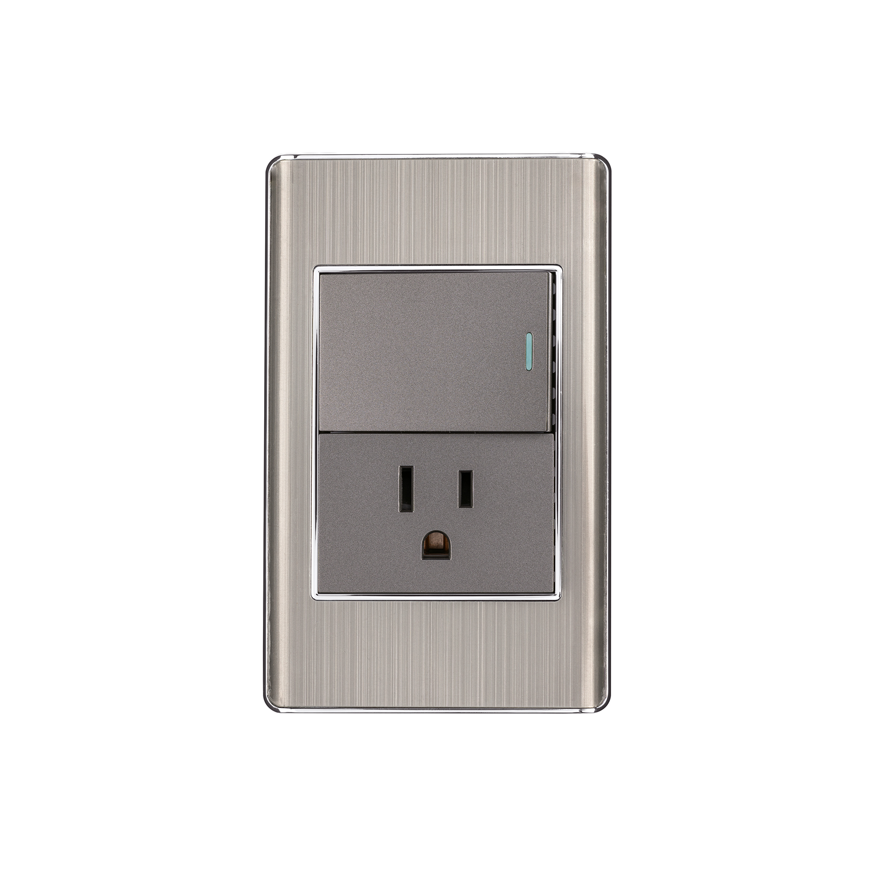 Placa Armada Apagador y Contacto Grande Lisboa Acero Inoxidable