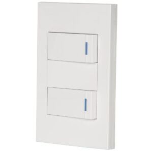 Placa armada 2 interruptores 1 de Escalera 3 vias Española blanco