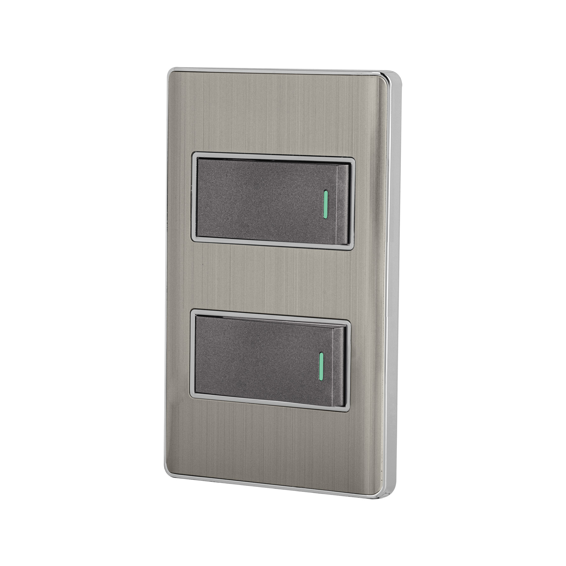 Placa Armada Doble Apagador Acero Inoxidable Lisboa