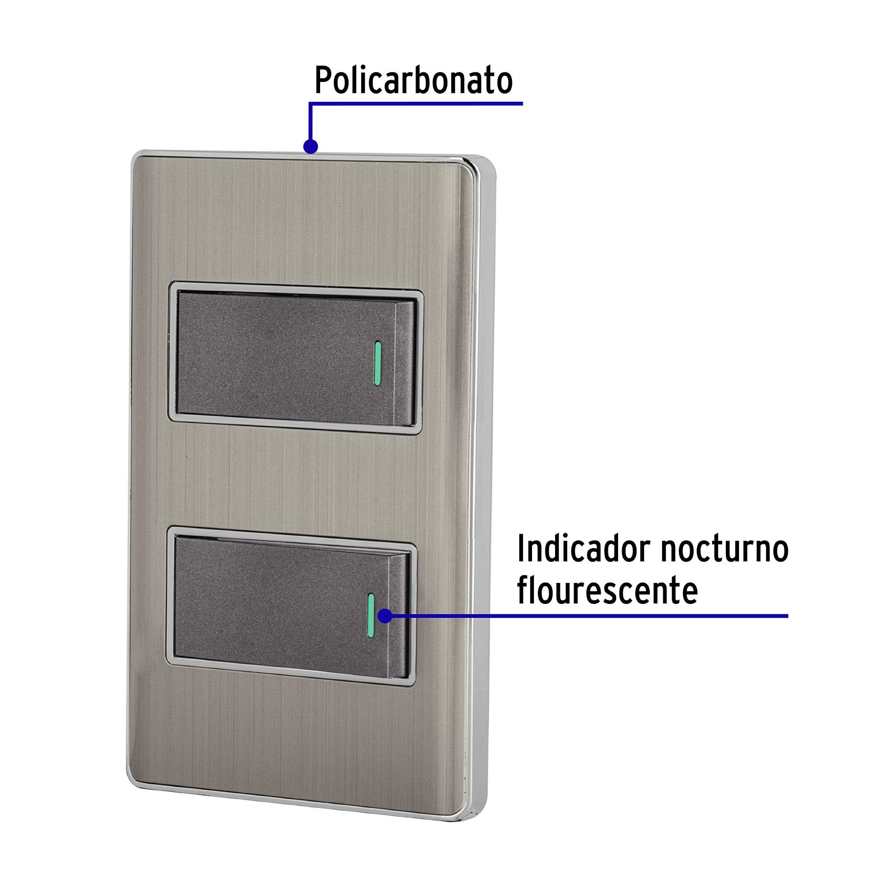 Placa Armada Doble Apagador Acero Inoxidable Lisboa