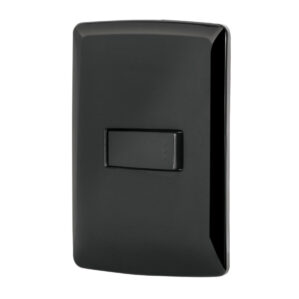 Placa Armada 1 Interruptor Sencillo Negro Linea Italiana
