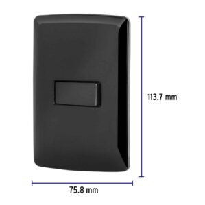 Placa Armada 1 Interruptor Sencillo Negro Linea Italiana