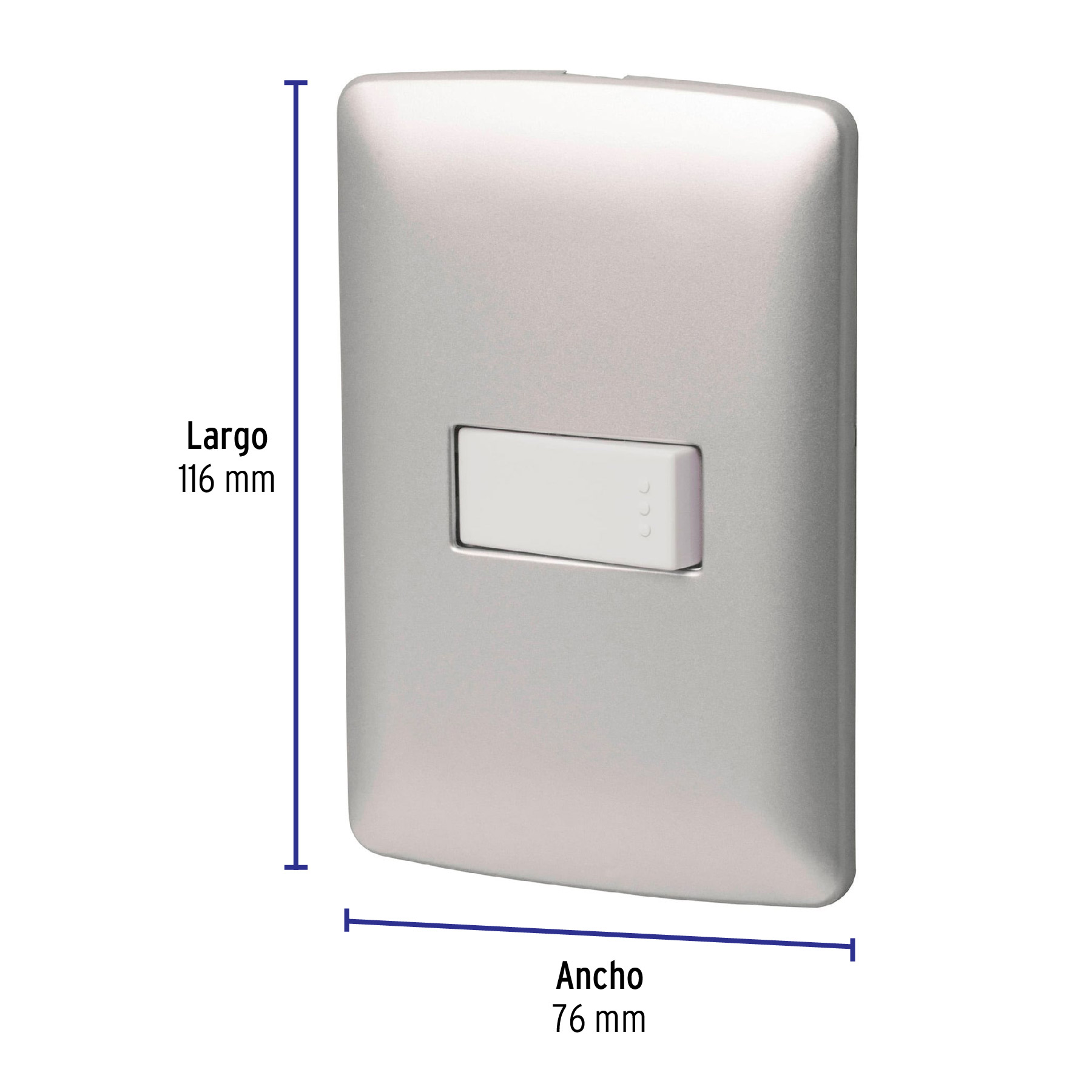 Placa Armada 1 Interruptor Sencillo Plata Linea Italiana