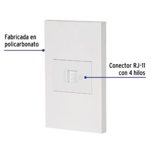 Placa armada 1 toma para telefono 1.5 mod Española blanco