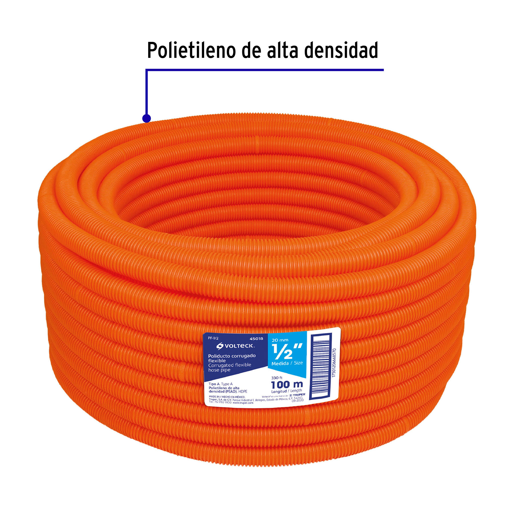 Rollo de 100m Manguera Poliducto Corrugado 1/2"