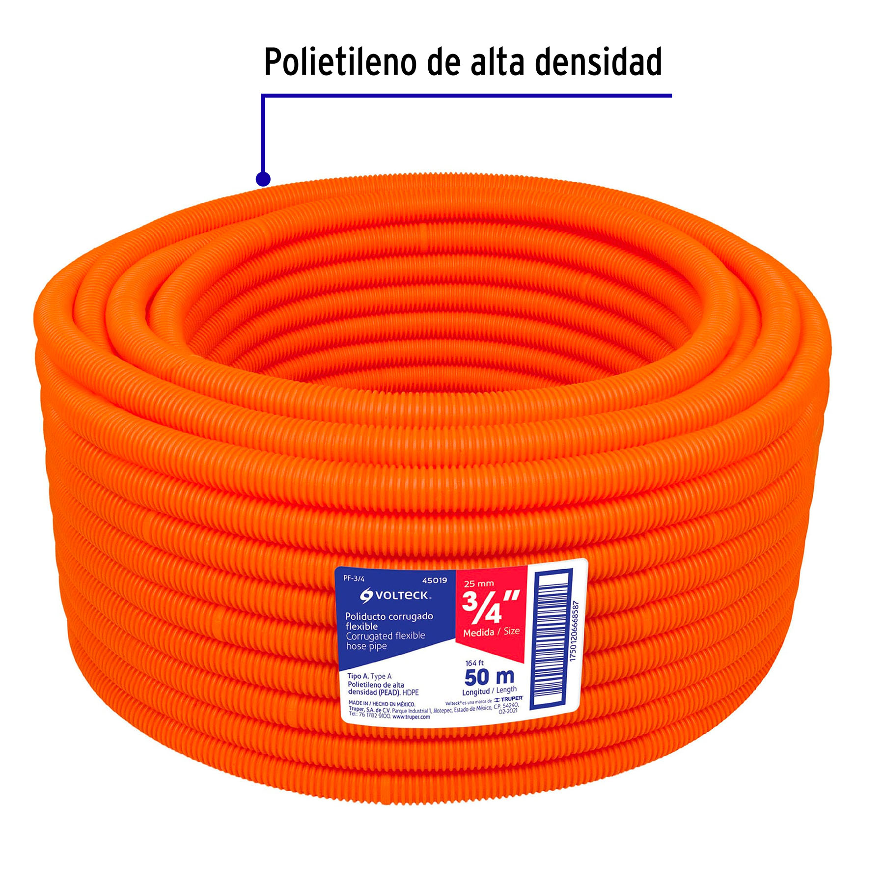 Rollo de 50m Manguera Poliducto Corrugado 3/4"