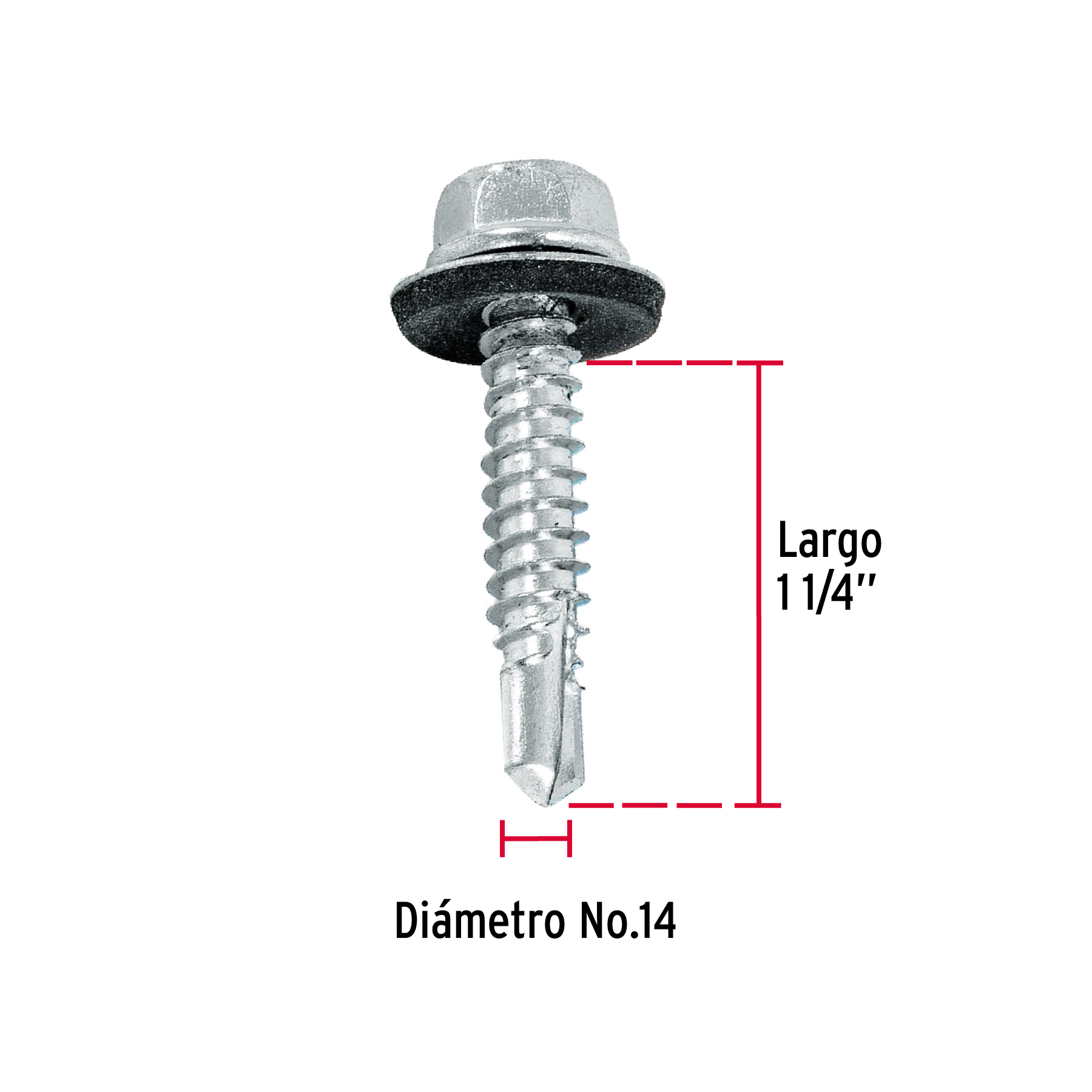 Pija hexagonal punta broca rondana 1-1/4" bolsa 50pzas