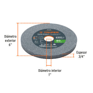 Piedra para esmeril 6x3/4" oxido de aluminio grano 60