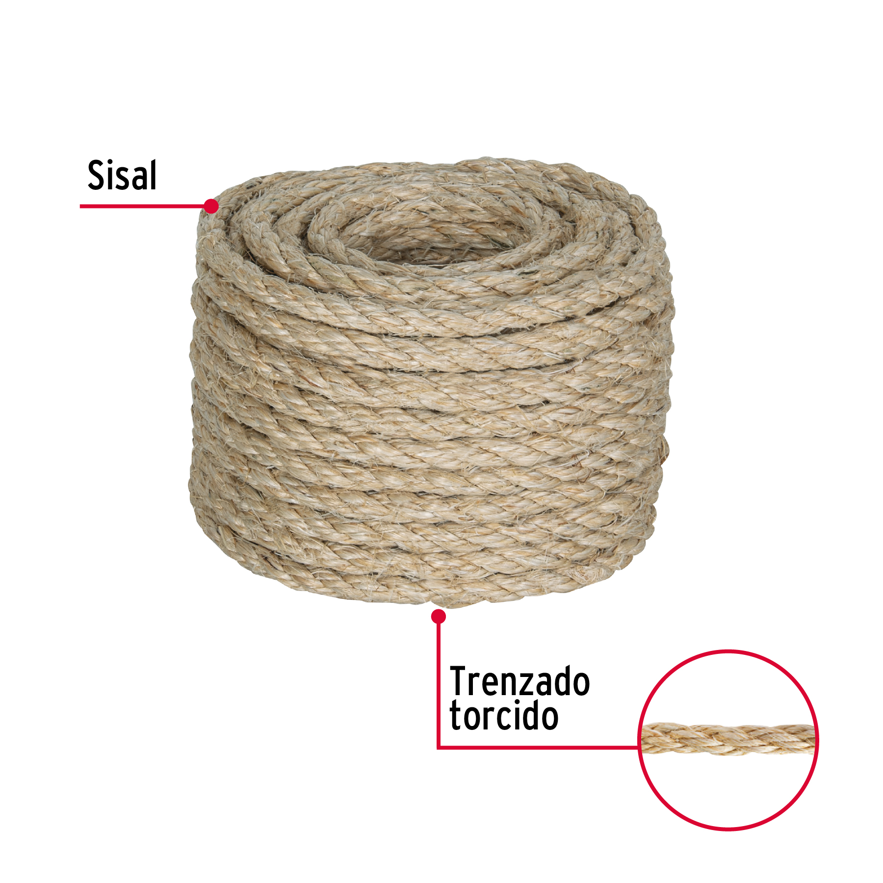 Cuerda Piola de Sisal de 8mm x 15m Natural