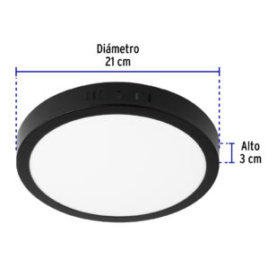 Lampara de LED 18w de Sobreponer luz de dia negro