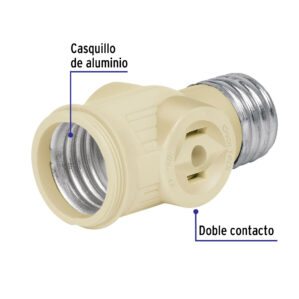 Portalampara socket de baquelita con doble contacto Volteck