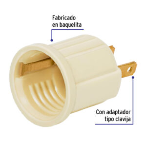 Portalampara socket de baquelita con adaptador marfil Volteck