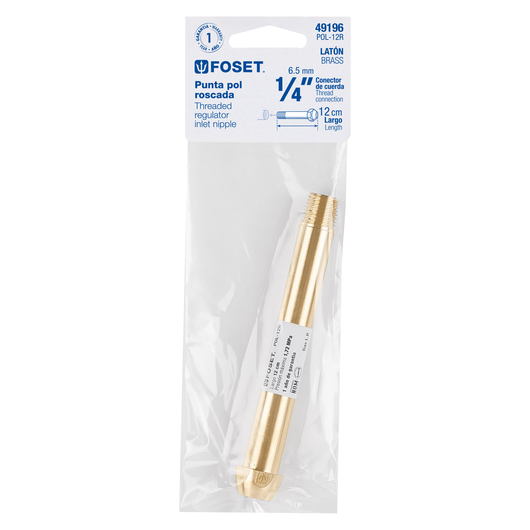 Punta pol 1/4" x 12 cm de rosca