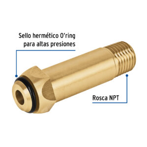 Punta pol 1/4" x 5cm con rosca y O-ring para Tuerca Rapida
