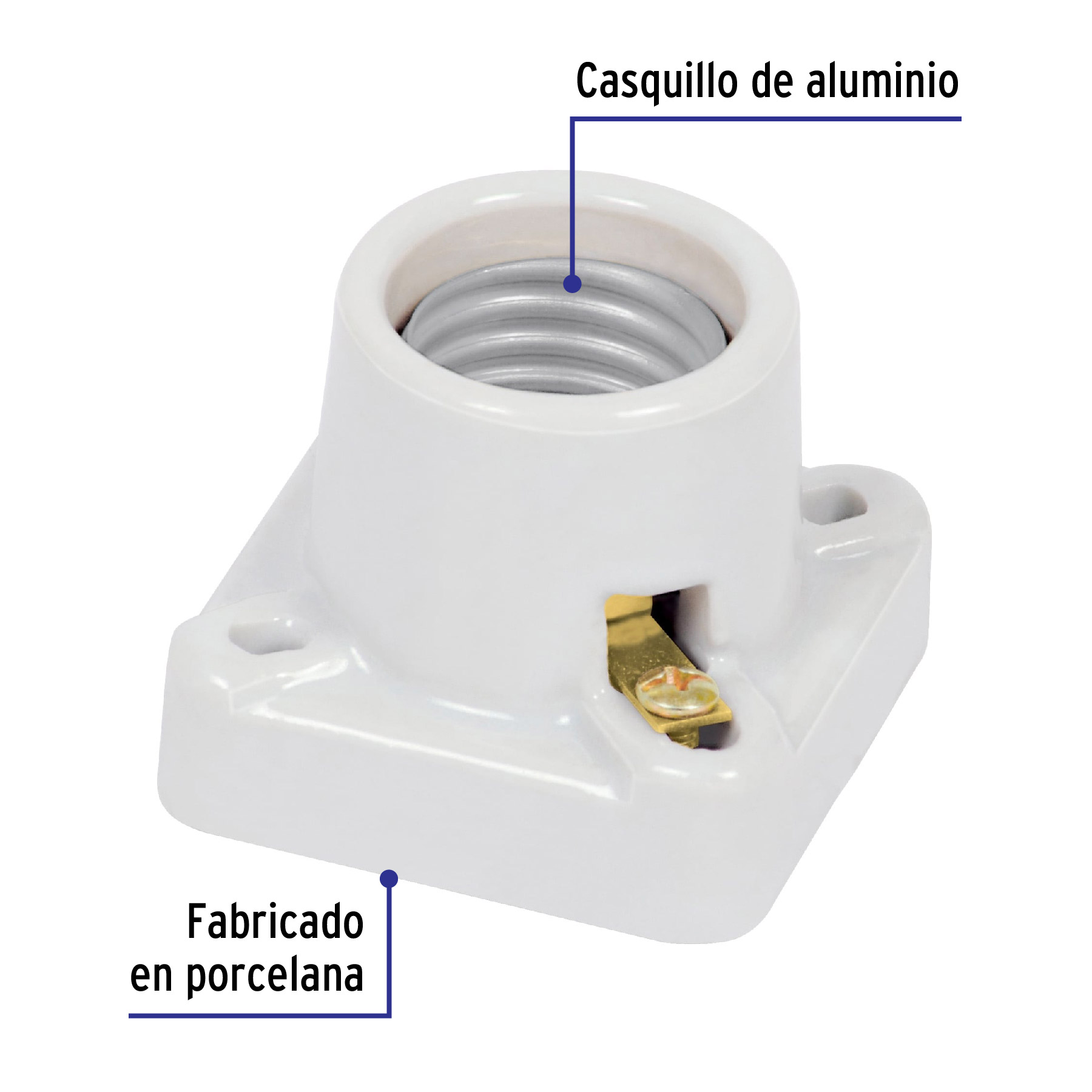 Portalampara de porcelana cuadrado Volteck