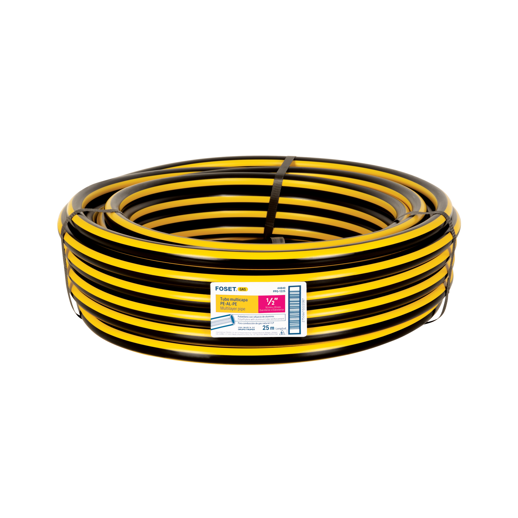 Rollo de 25 de manguera para gas de 1/2" PE AL PE