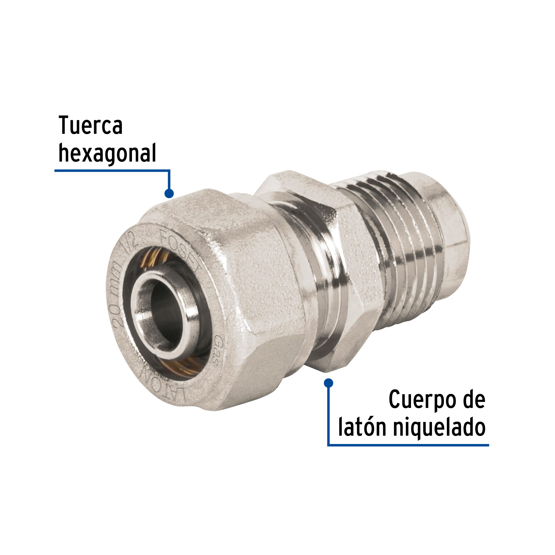 Conector para PEALPE, 1/2' a flare 3/8', Foset