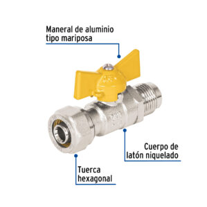 Valvula esfera para PE AL PE de 3/8" a flare 3/8" Foset